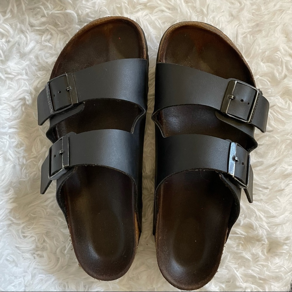 Birkenstock Black Leather Arizona Sandals